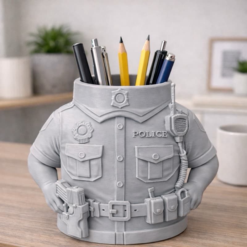 Porta Canetas Criativo Policial PM – Organizador de Mesa Decorativo