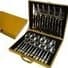 Conjunto Talheres Inox Dourado 24 Peças Maleta Completo Durável Luxo Jantar Cozinha