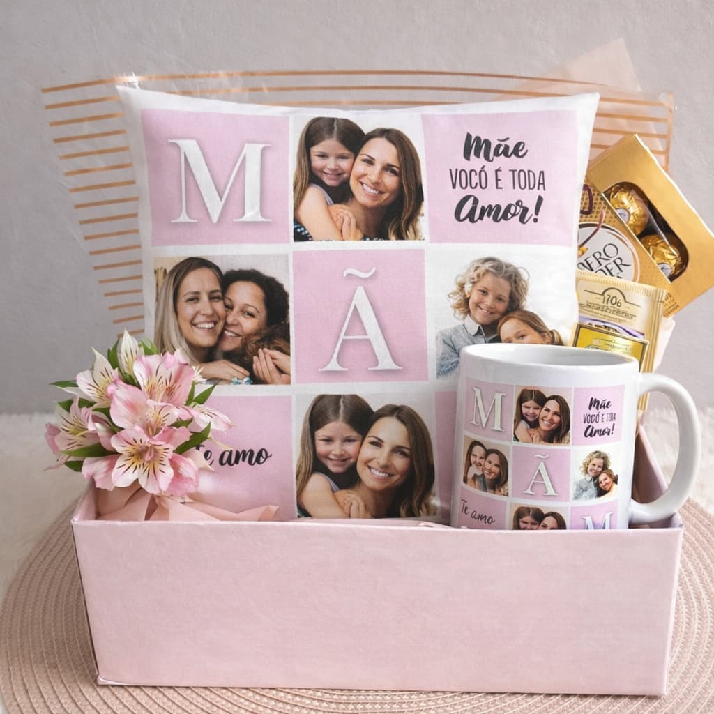 Kit Presente Dia das Mãe - Almofada + Caneca de ceramica - Presente Dia das Mães - Presente Mãe com foto