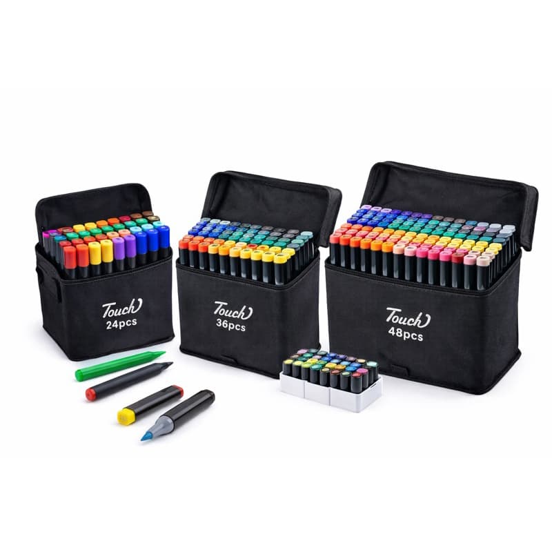 Caneta Touch Marker 24/36/48 Cores Profissional Dupla Ponta Desenho Arte Escolar