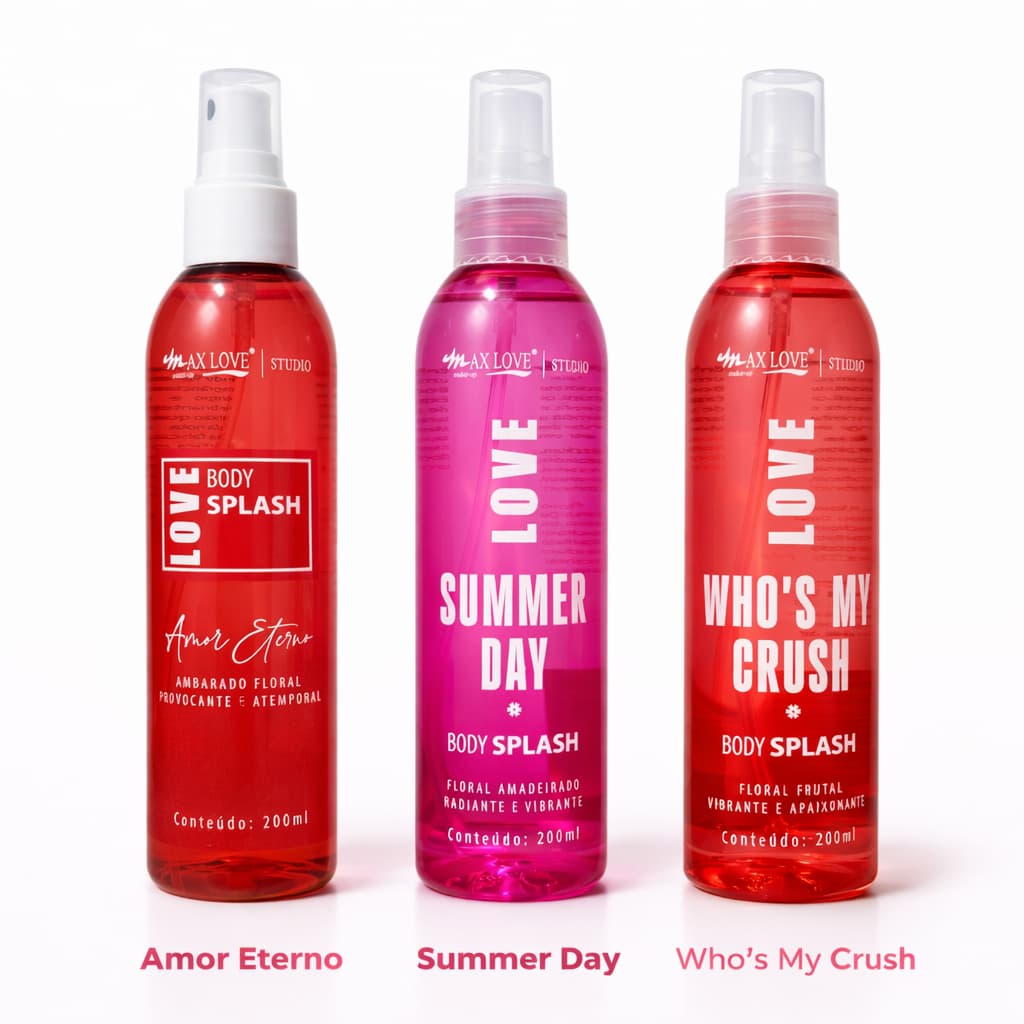 Body Splash Max Love 200ml | Amor Eterno / Summer Day / Who's My Crush | Perfume Corporal