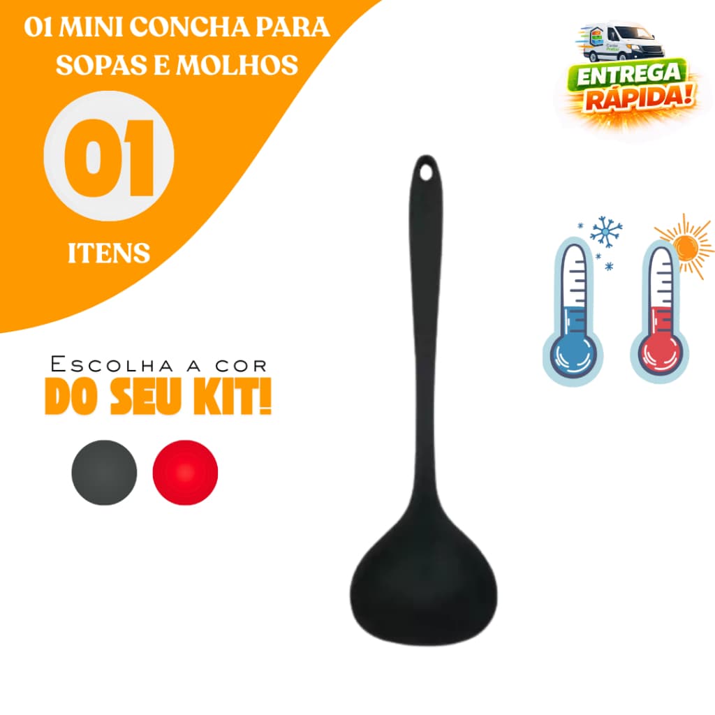 Mini Concha de Silicone Cozinha Antiaderente Resistente Calor Utensílio para Sopas Molhos  Caldos