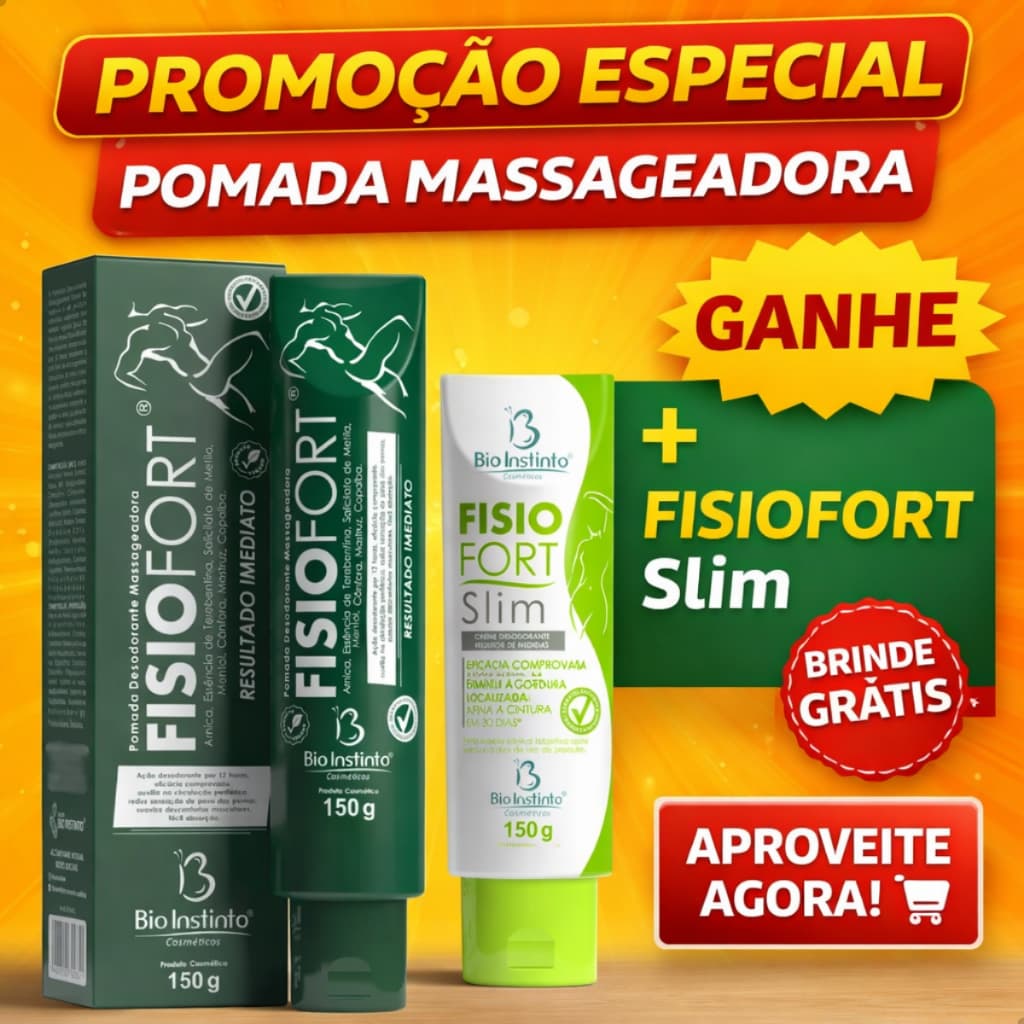 Pomada Massageadora Fisiofort Verde 150g Relaxamento Muscular + Brinde Pomada Slim 150g Bio Instinto