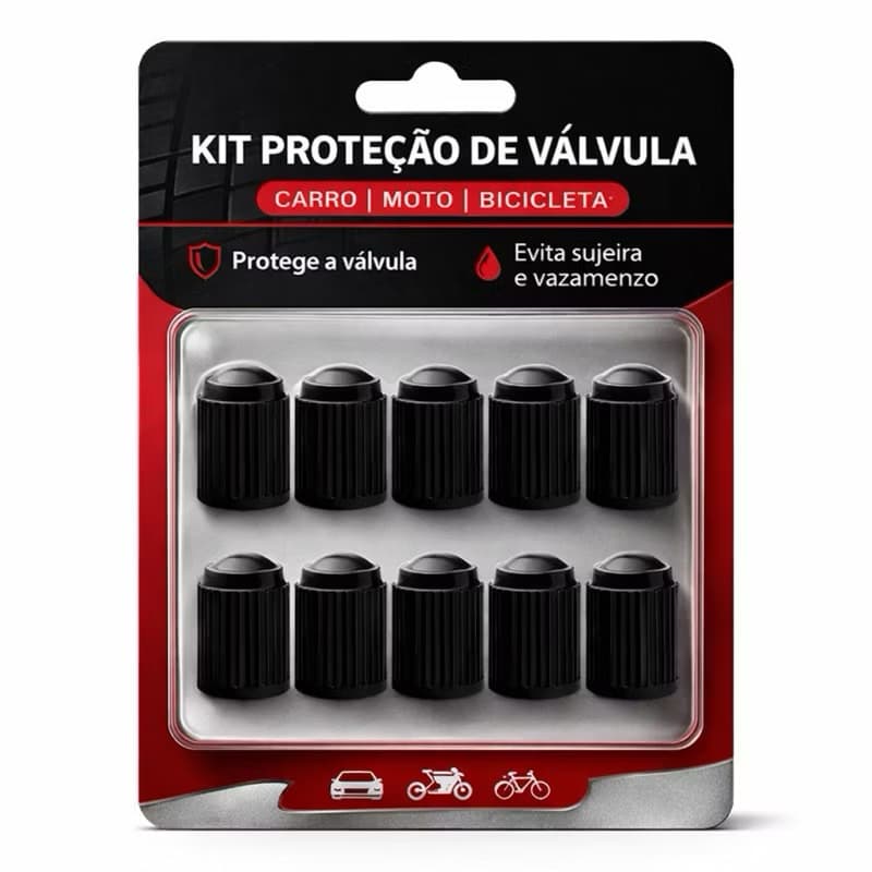 Kit 10 Tampinhas de Pneu Universal – Protetor de Válvula para Carro, Moto e Bike
