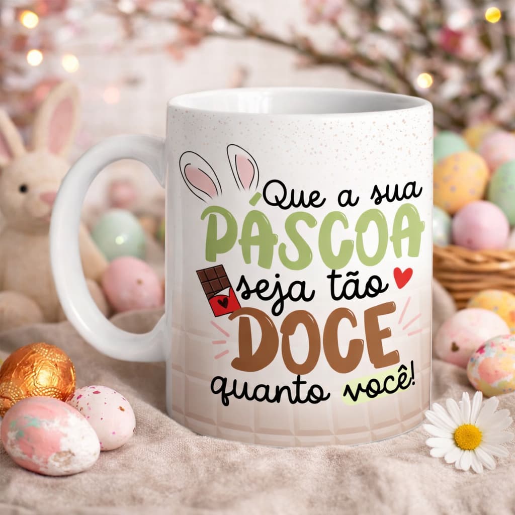 Caneca de Páscoa Personalizada Presente Criativo e Fofo  “Que sua Páscoa Seja Doce Quanto Você”