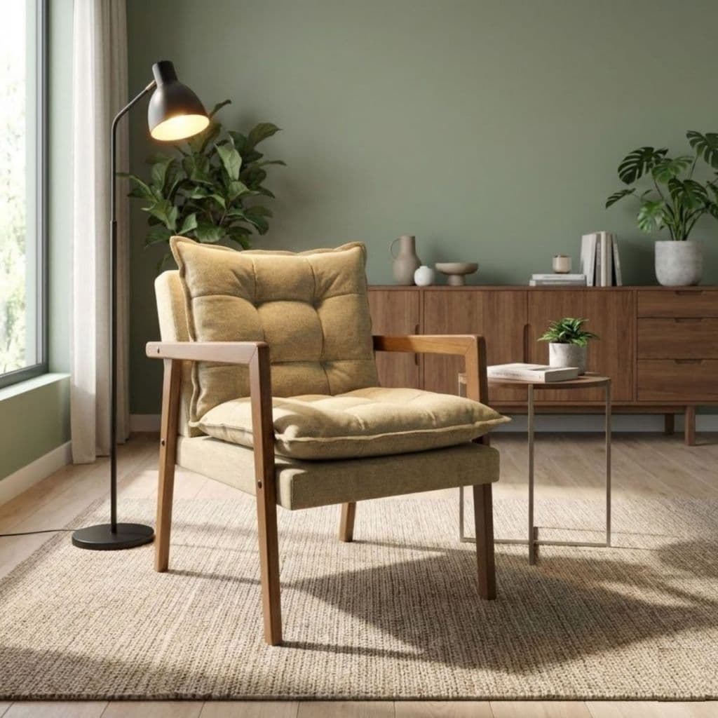 Poltrona em Madeira Maciça Confortável para Sala com Design Elegante Madeira Natural