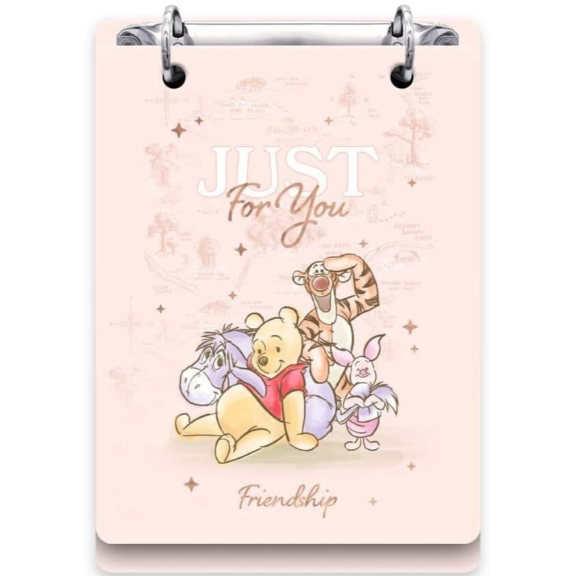 Mini Caderno Argolado, Capa Dura, 2 argolas, 100 folhas, Vertical, Ursinho Pooh