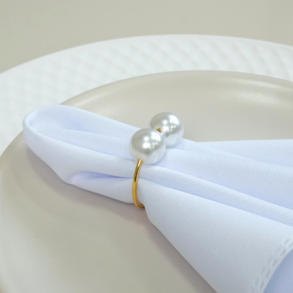 Kit de Anéis Para Mesa Posta Dourado Com Pérola Elegante