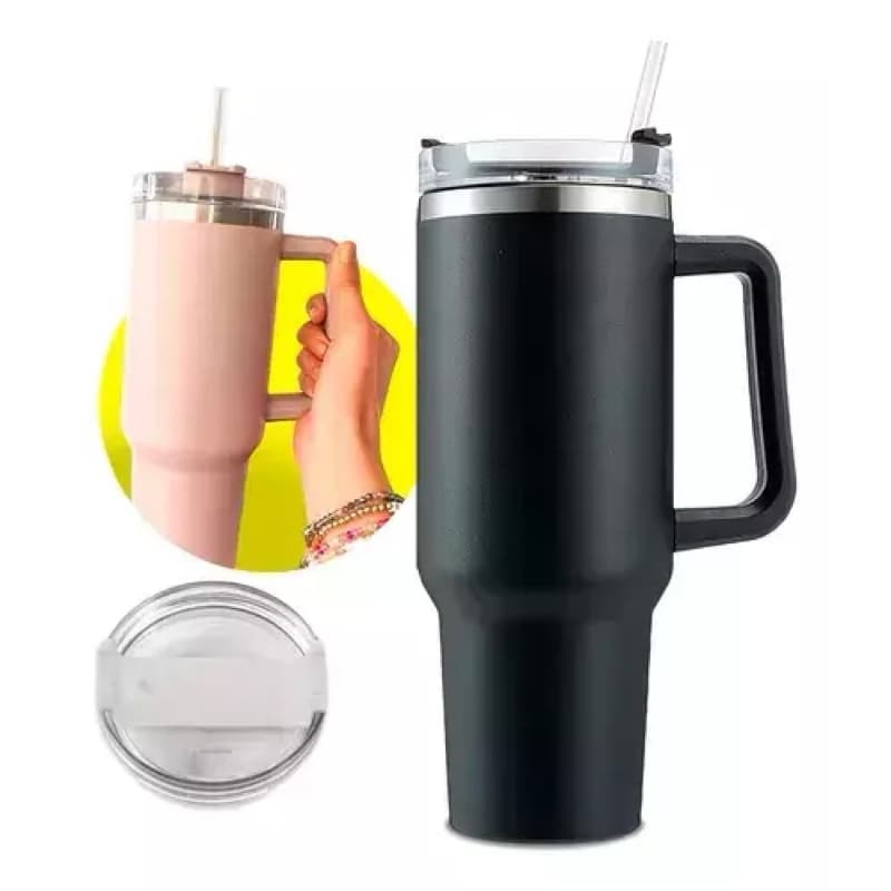 Copo Térmico 1200ml Caneca Tampa Alça Canudo Grande VIRGINÍA