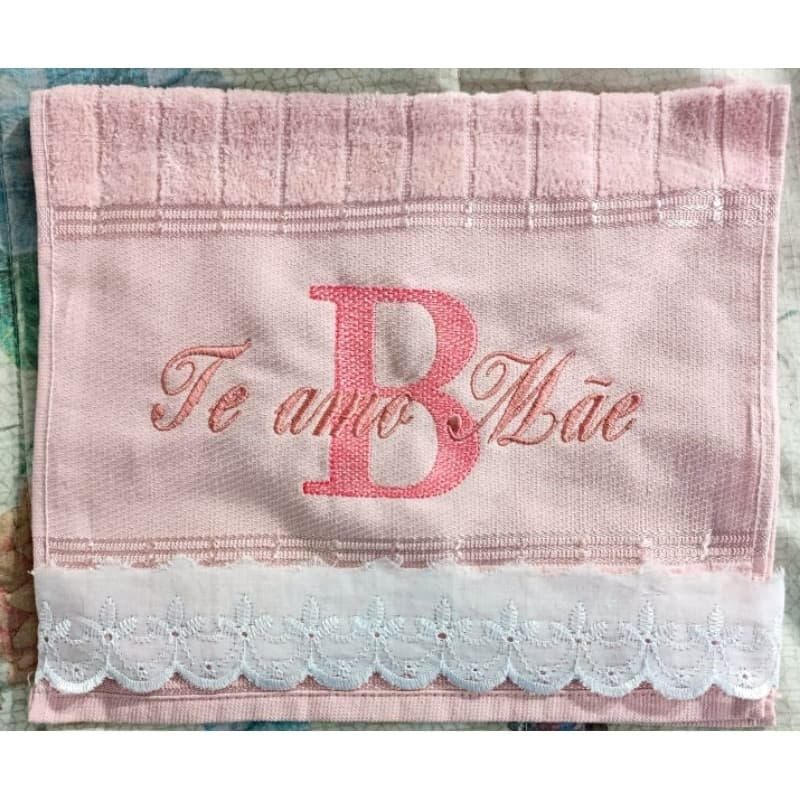 Toalhinha Lavabo Personalizada Bordada com Viés dia das Mães/ flores / presente