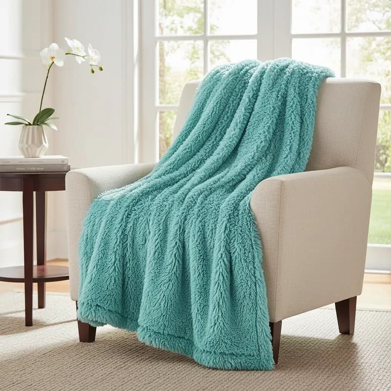 Coberta Salinas Pelucia Premium 2,00x2,20 Queen Azul Celeste
