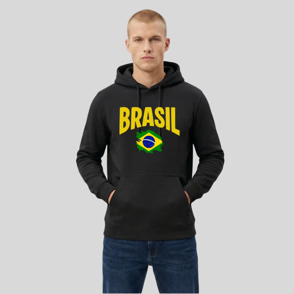Blusa de Frio Masculina Brasil Canguru Capuz Moletom Masculino Feminino