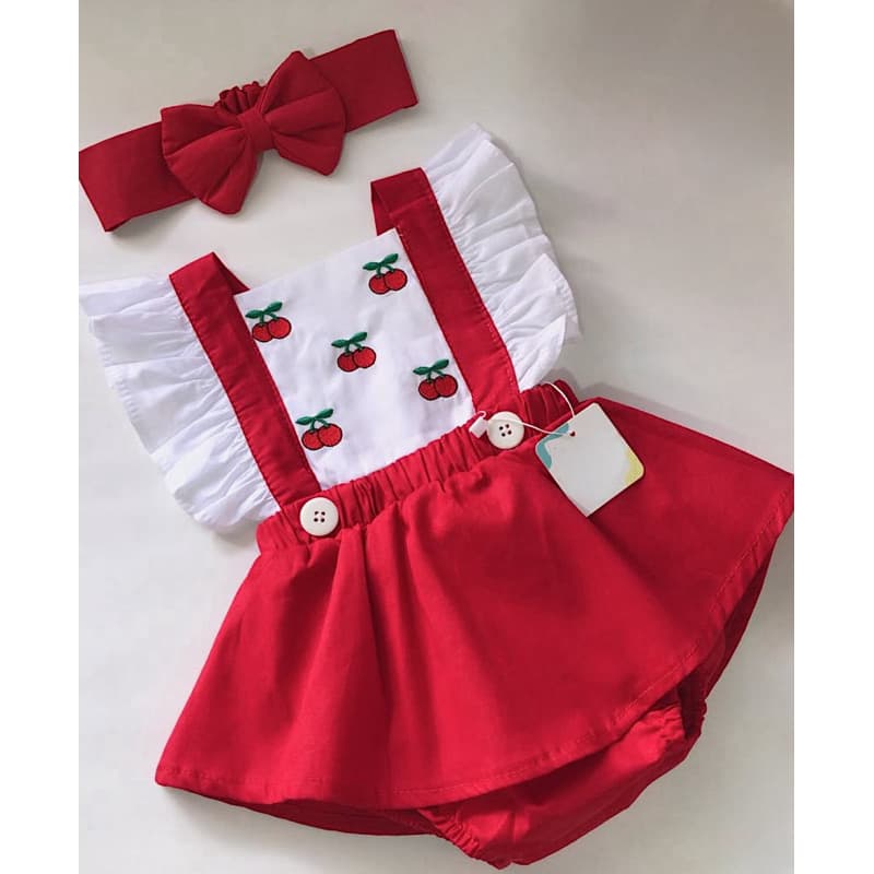 romper cerejinha cereja infantil menina Jardineira Romper Brasil copa do mundo Bebe Mesversário  temáticos