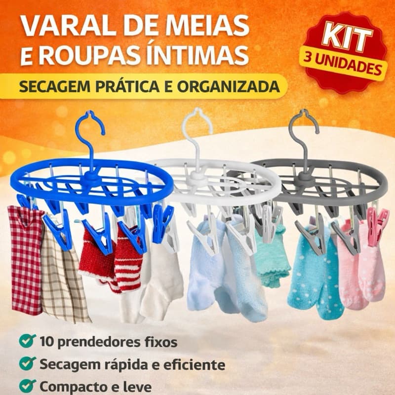 Kit com 3 Varais de Meias Calcinha Cueca Compacto Pronta Entrega
