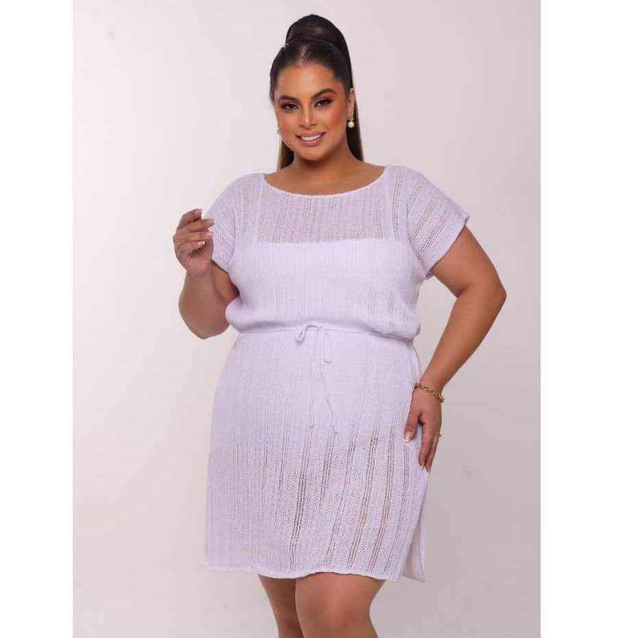 Saida de Praia Plus Size com Fenda Lateral Tricot
