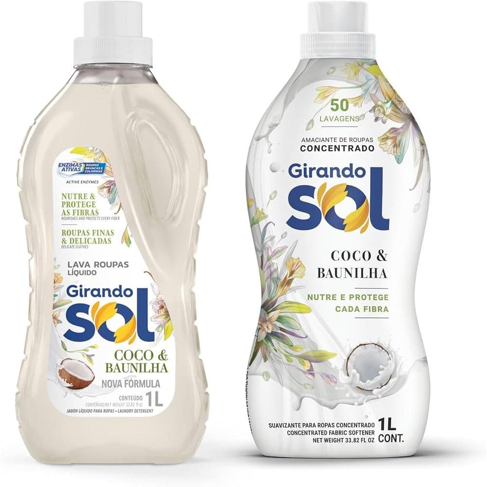 Kit Lava Roupa Coco E Baunilha + Amaciante Concentrado Coco E Baunilha Girando Sol