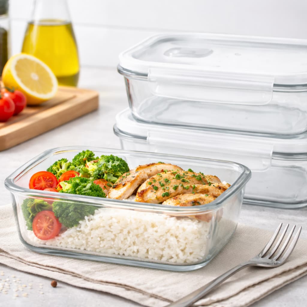 Kit 3 Potes Vidro 1,05 Litros Hermético Marmita Forno Refratário