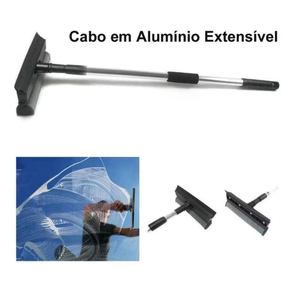 🫧Rodo Limpa Vidros 2 em 1 Cabo Extensível Alumínio 95cm Esfregão + Rodo Profissional🫧