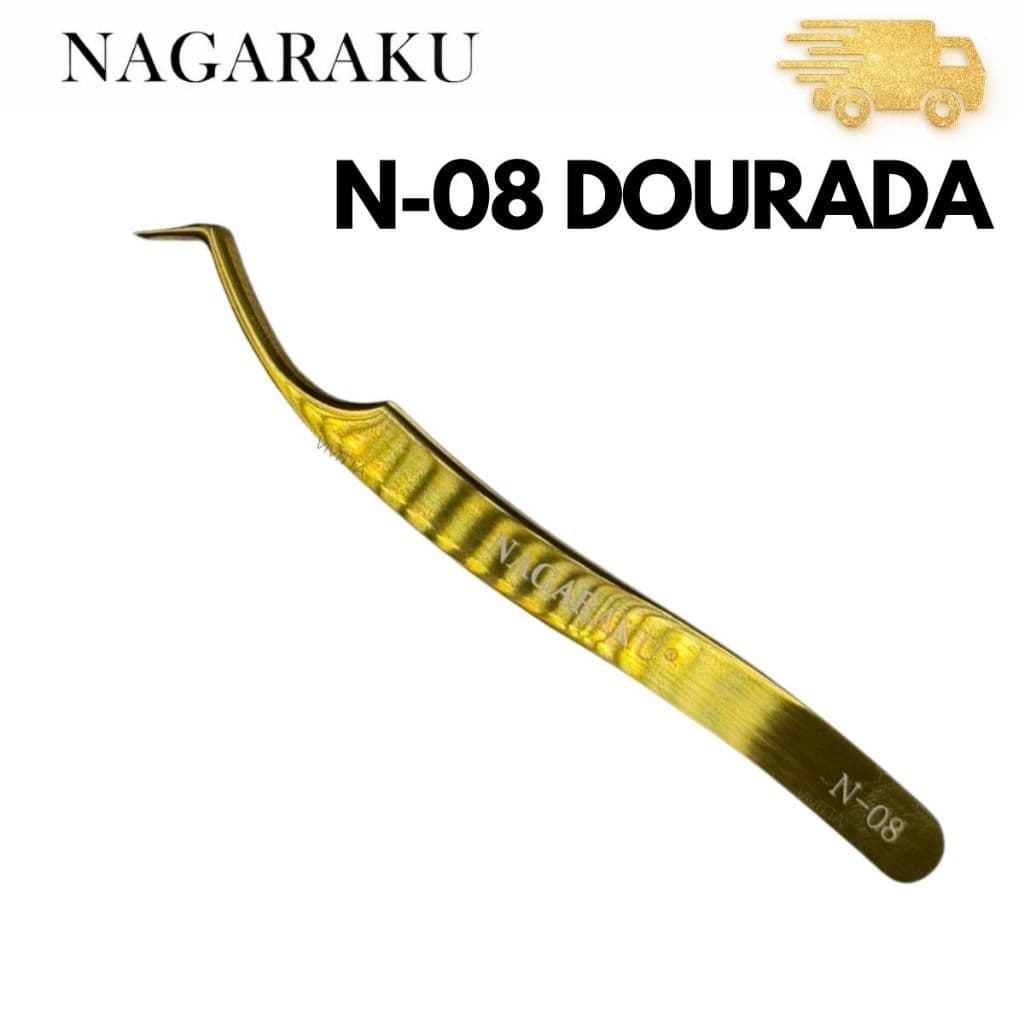 Pinça N08 Nagaraku Extensão de Cílios Fio a Fio Alongamento GOLD DOURADA