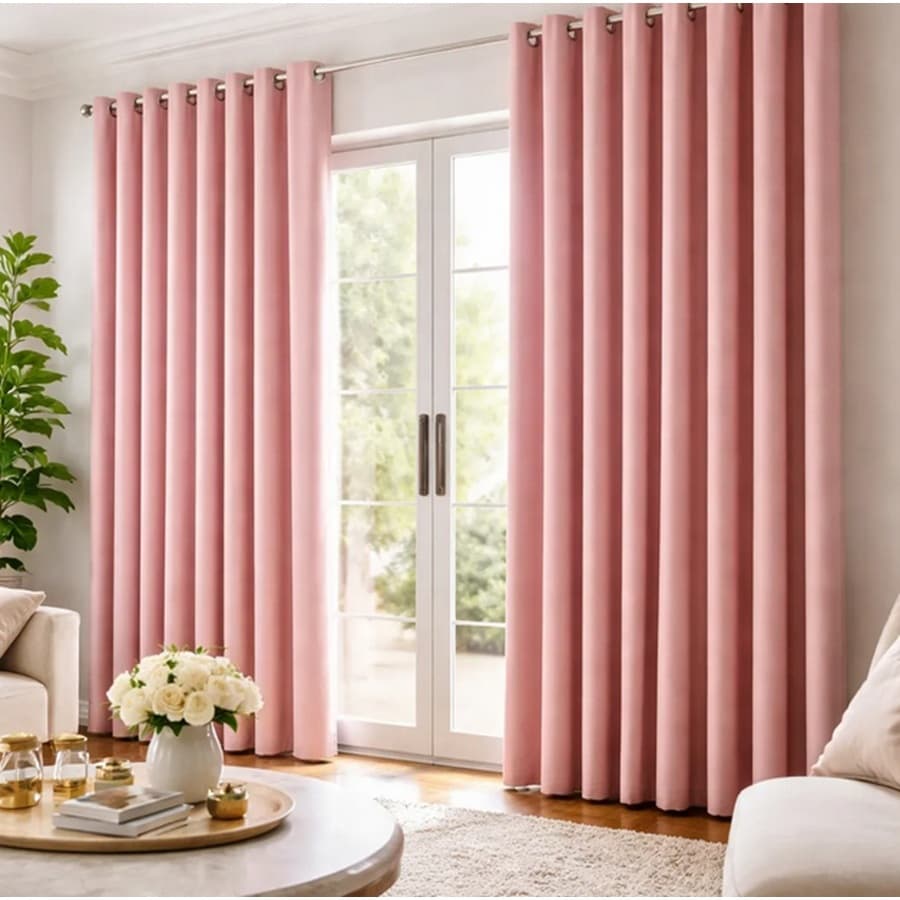 Cortina Tecido Microfibra 3,00 X 2,50 para Sala Quarto - Rosa