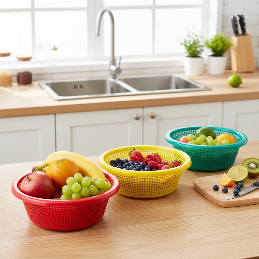 KIT 3 Escorredor de Arroz, macarrão e saladas - Resistente - Lava tudo Plástico