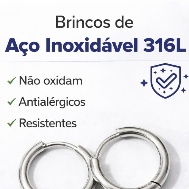 Brinco Argola Aço Inoxidável 316L 12mm 14mm 16mm Antialérgico Brinco Pequeno Argola brinco que não enferruja