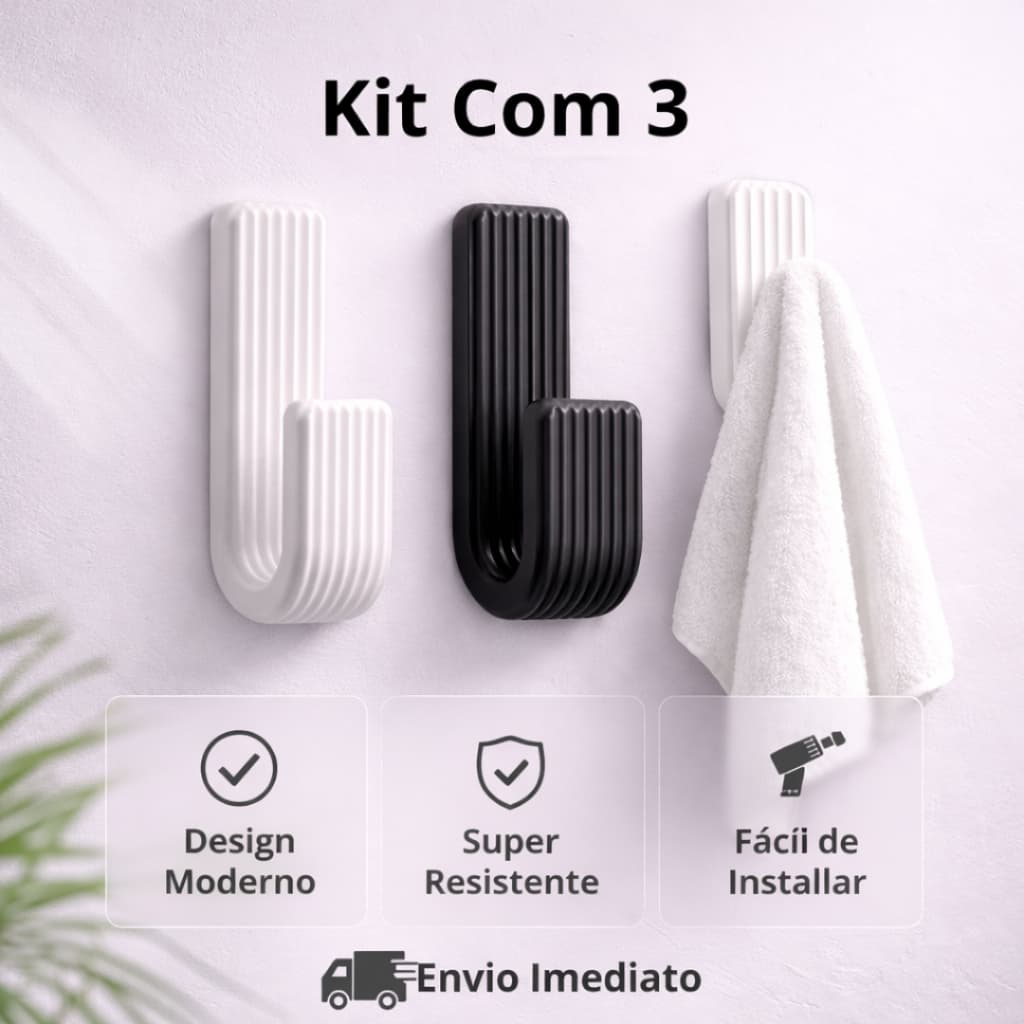 Gancho de Parede Multiuso Premium–Suporte para Toalha, Roupas Design Moderno e Resistente