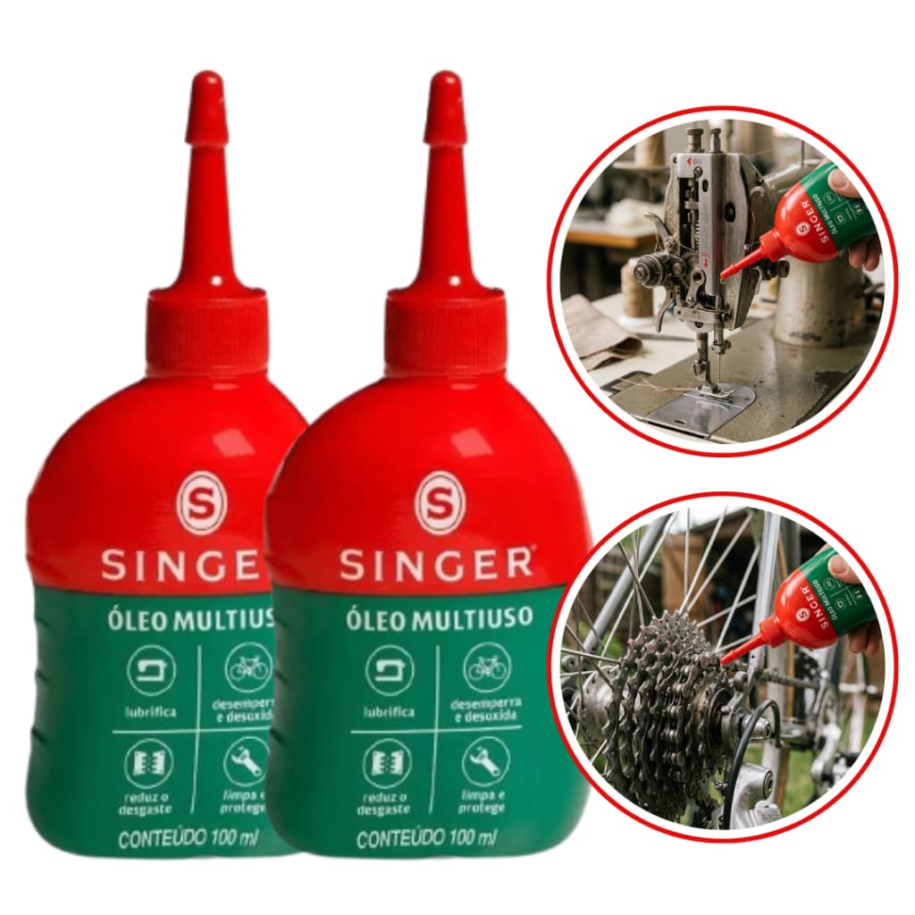 Oleo Singer Multiuso Lubrificante 100 ml Para Maquina de Costura Ferramentas Bicicleta