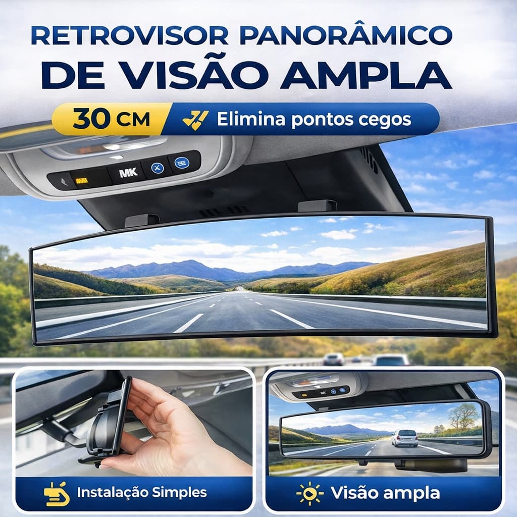 Espelho Retrovisor Interno Do Carro, Automotivo, Panorâmico, Grande Visão, Elimina pontos cegos, bê