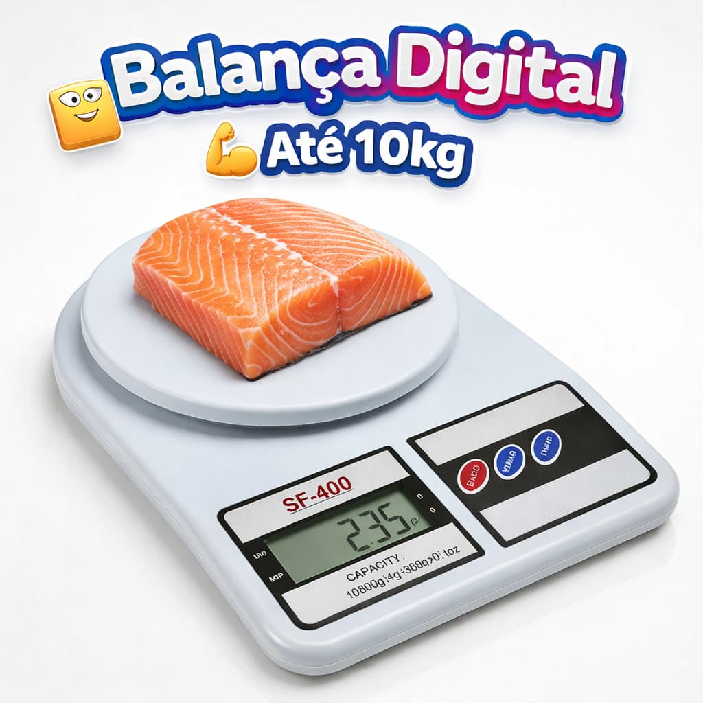 Balanca Digital Cozinha SF400 Alta Precisao 1g Ate 10kg LCD Alimentos Dieta Receita Profissional