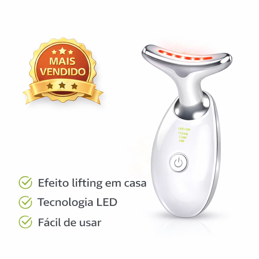 Massageador Facial LED Anti Idade Bivolt Elétrico Reduz Rugas Flacidez Lifting Rosto Pescoço Olheira