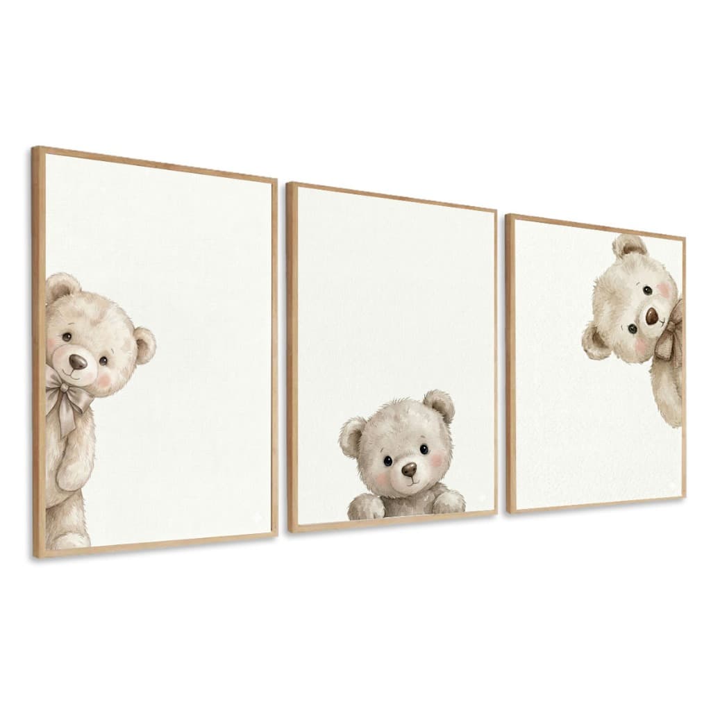 Quadros Decorativos Infantil Ursinho Pelúcia Moldura 33x43