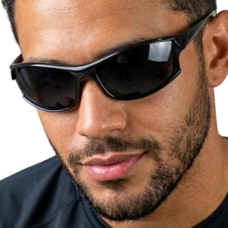 Óculos de Sol Masculino Esportivo Lente Preta Envolvente UV400 Para Corrida e Ciclismo MD-48
