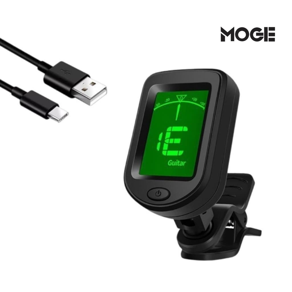 Afinador Digital Clip Guitarra | LCD Metrônomo | Recarregável USB | Violão Baixo Ukulele