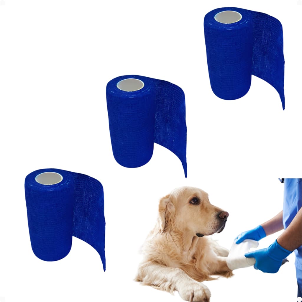 Kit 3 Bandagem Atadura Elástica Flexível Cão Cães Gato Pet Curativo Crossfit Tape Finger Fita 10 cm