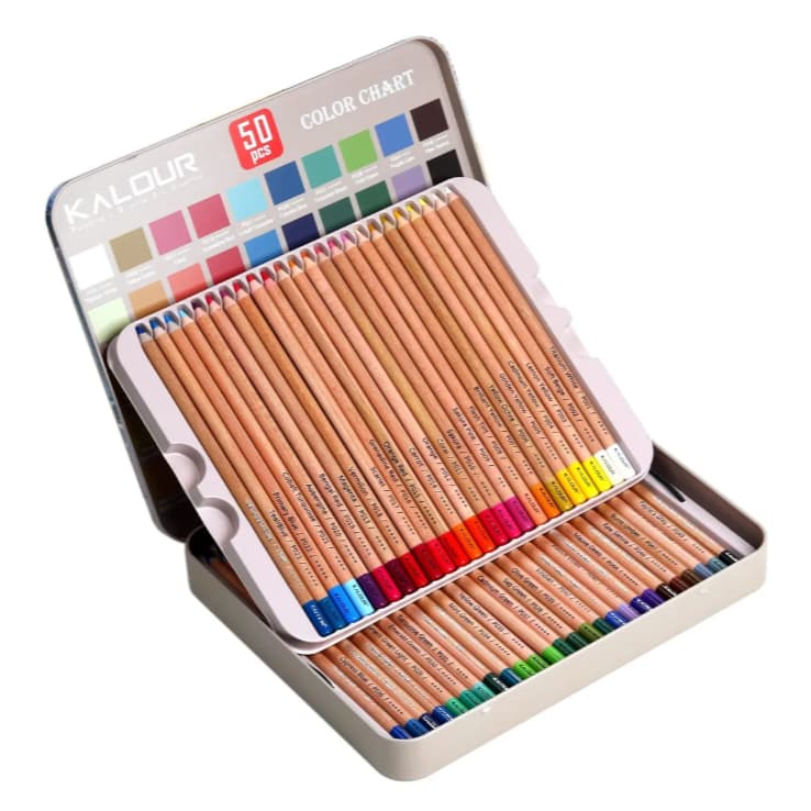 Lápis De Cor De Giz Pastel Kalour Pro, Conjunto De 50 Cores