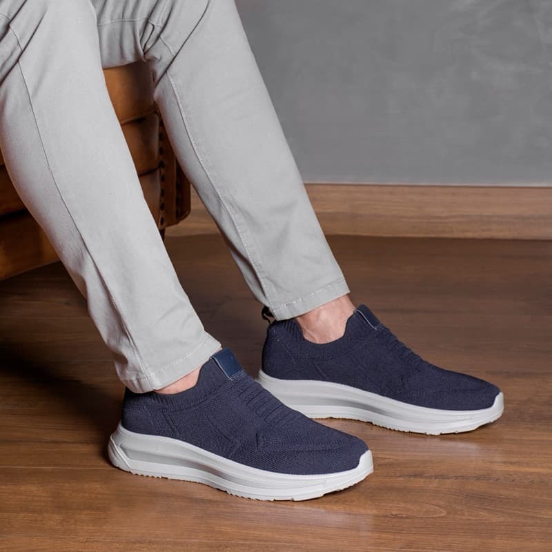 Tênis knit Masculino Casual sem Meia elástico Tecido premium