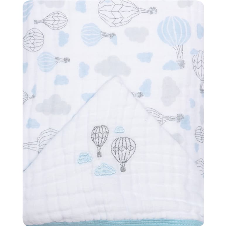 Toalha De Banho Bebê Papi Soft 3 Camadas de Fralda C/ Capuz Bordado 90Cm X 75Cm