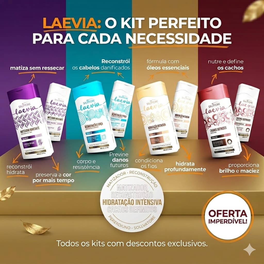 Salvatore Kit Laevia Shampoo 400ml + Condicionador 180ml Oleosidade Cachos Hidrata Matizador Força