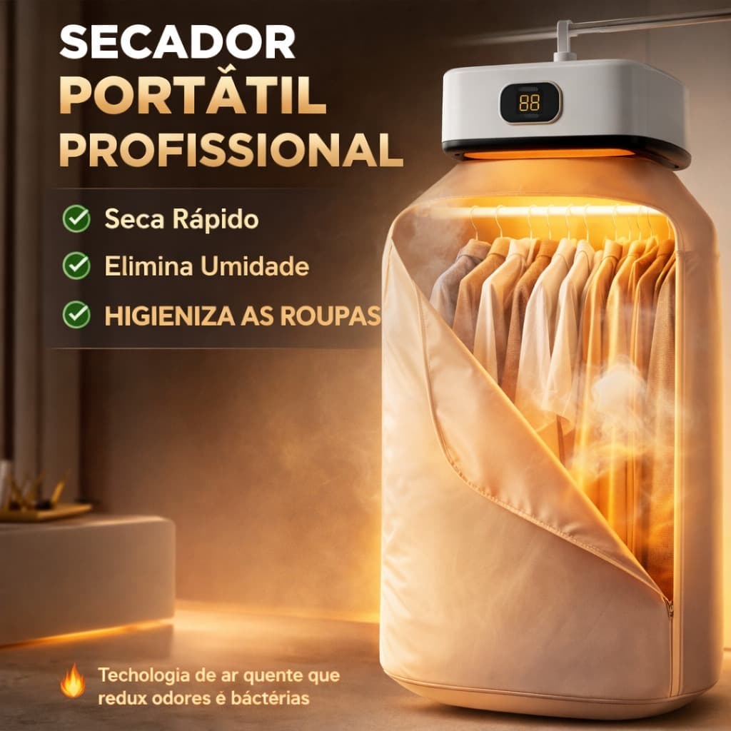 Secador de Roupas Portátil Dobrável Secadora Elétrica Bivolt
