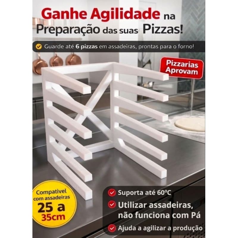 Rack para Pizza em ASSADEIRAS 25-35cm | NÃO USAR PA DE PIZZA | Até 6 Pizzas | Pizzaria Profissional | Não enferruja