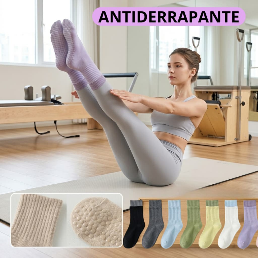 Kit Meia Antiderrapante Feminina para Pilates Yoga Caminhada Academia Confortável e Estilosa