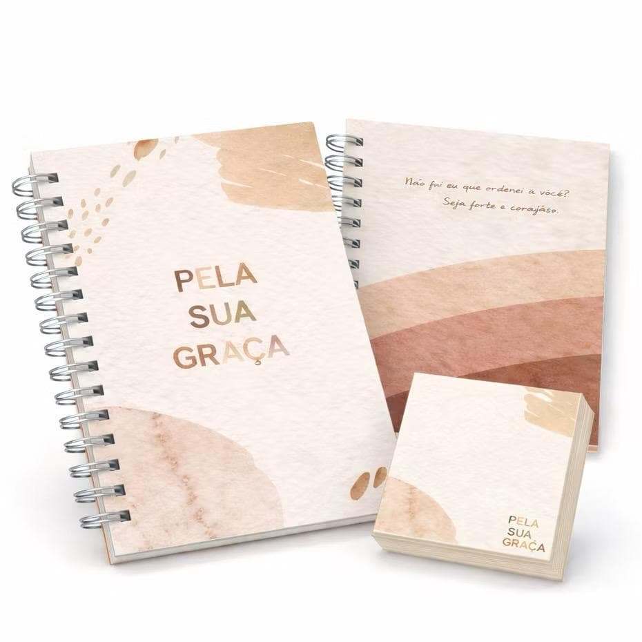 Kit Caderno Devocional Cristão + Bloco De Anotações Com 80 Folhas Diário Bíblico Presente Gospel