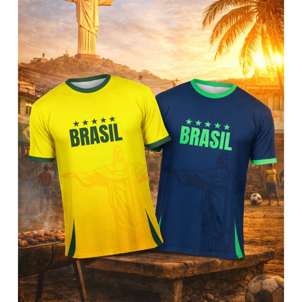 Camiseta Brasil Masculina Feminina Infantil Academia Treino Futebol Torcida 2026 cristo redentor