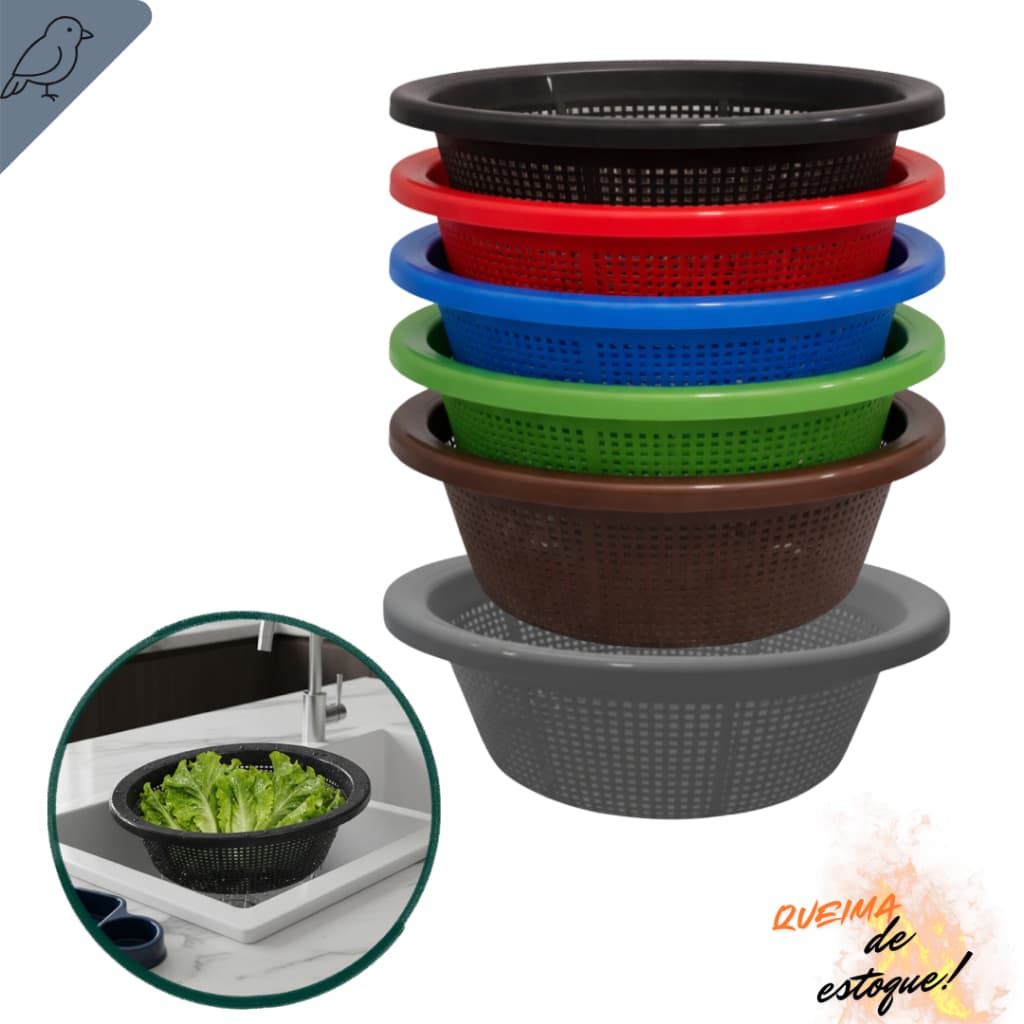 Kit 6 Escorredores Lavatudo Cozinha Multiuso Material Resistente Duravel Para Arroz Feijao Legumes