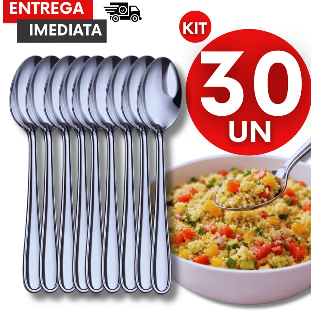 Kit Colher De Sopa Aço Inox Mesa 18Cm Cozinha Jantar Casa Restaurante Buffet Talheres Utensílios