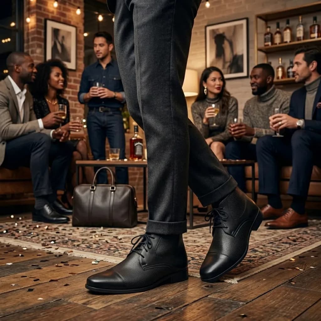 Bota Masculina Social Conforto Leve Couro Ecológico