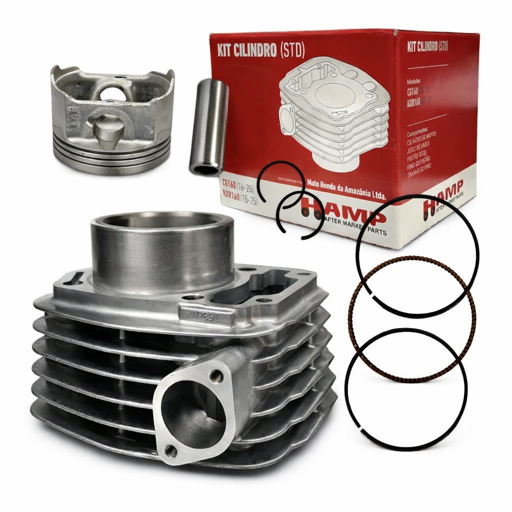 Cilindro Motor Pistão e Anéis CG 160 Fan 160 Bros 160 Original HAMP Alta Qualidade
