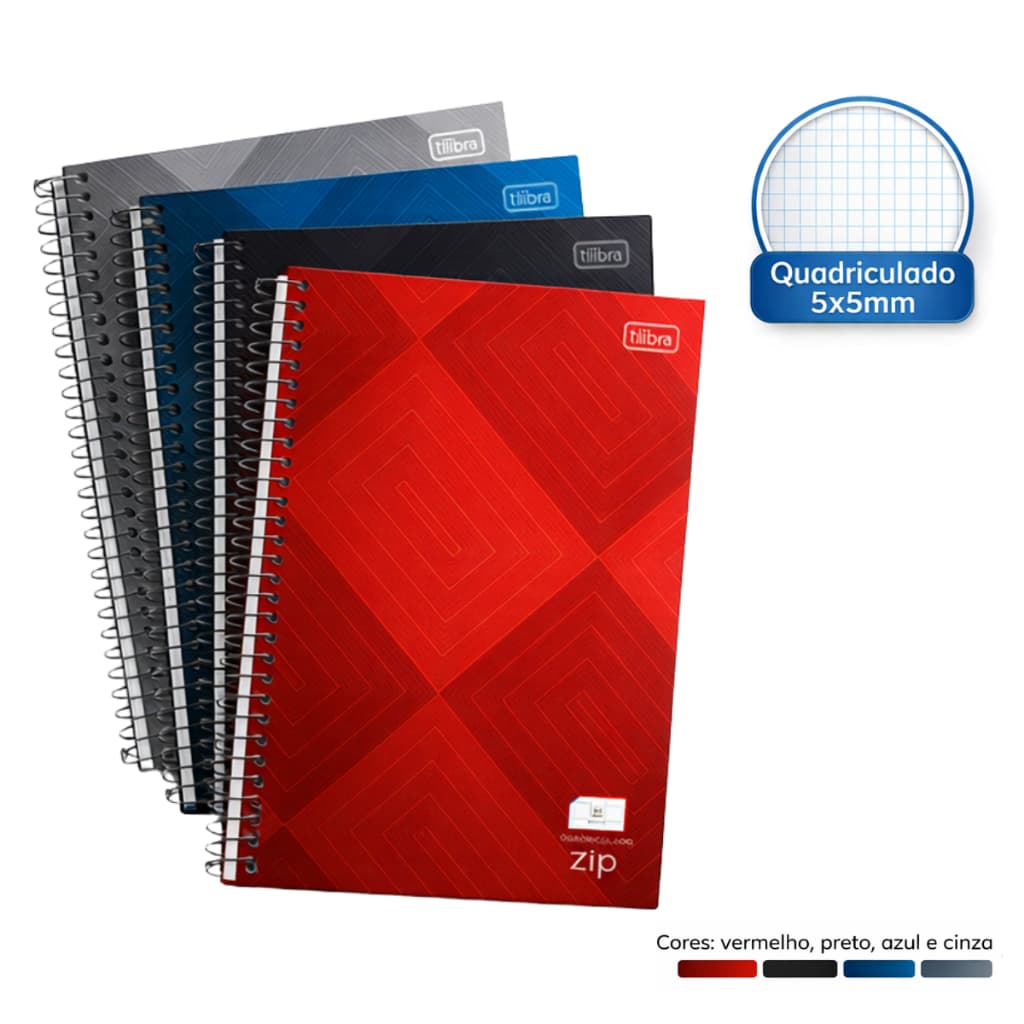 Caderno Folha Quadriculada 5x5mm Tilibra 96 Folhas - Zip