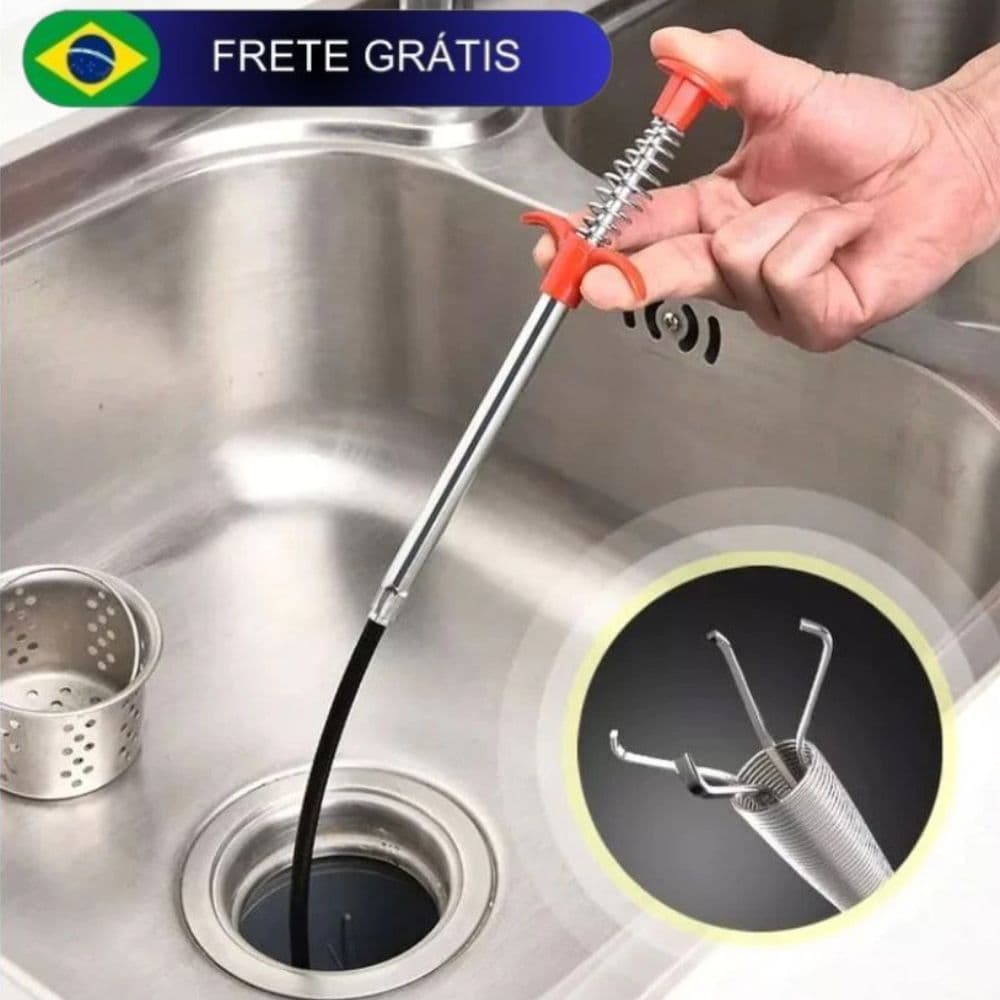 Desentupidor de Ralos Pia Flexível Com Pegador na Ponta Cozinha 90 CM Para Casa Em Banheiro Multiuso